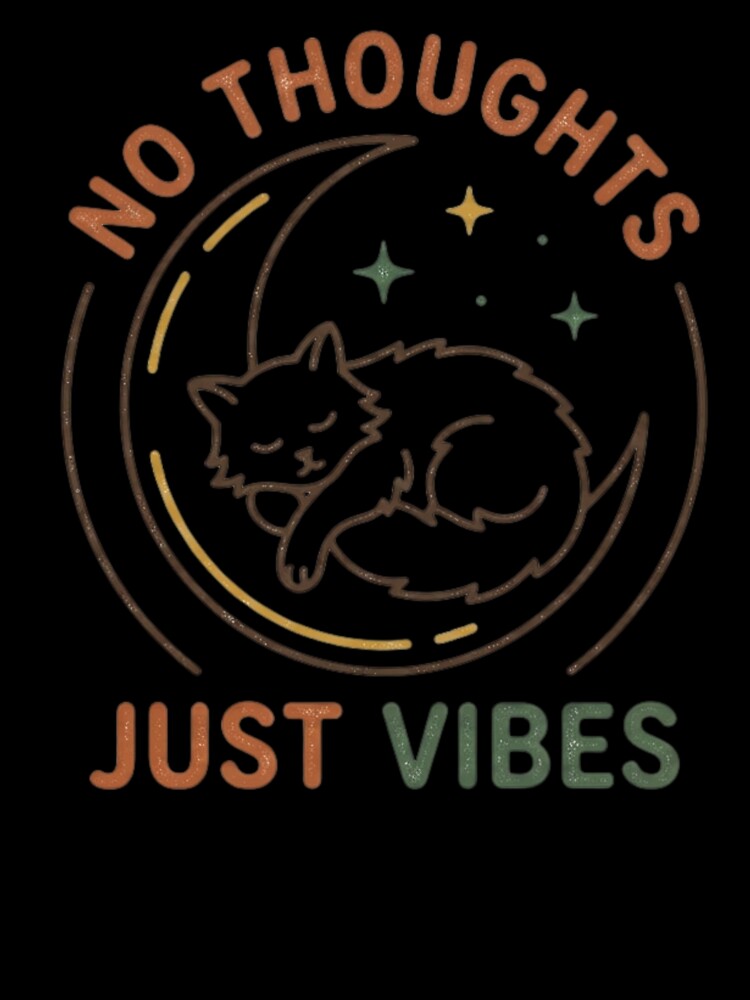 No Thoughts Just Vibes Sleeping Cat on Moon by V-ZRO