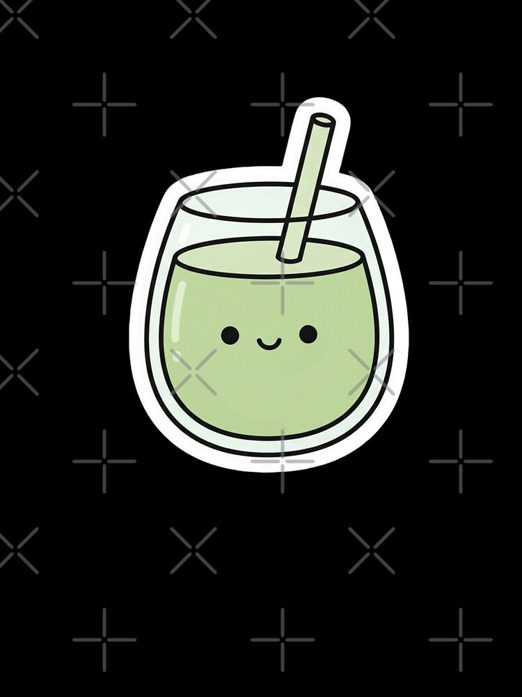 Emotional Support Matcha – Cute Kawaii Matcha Tea Illustration Sticker by MuseAI