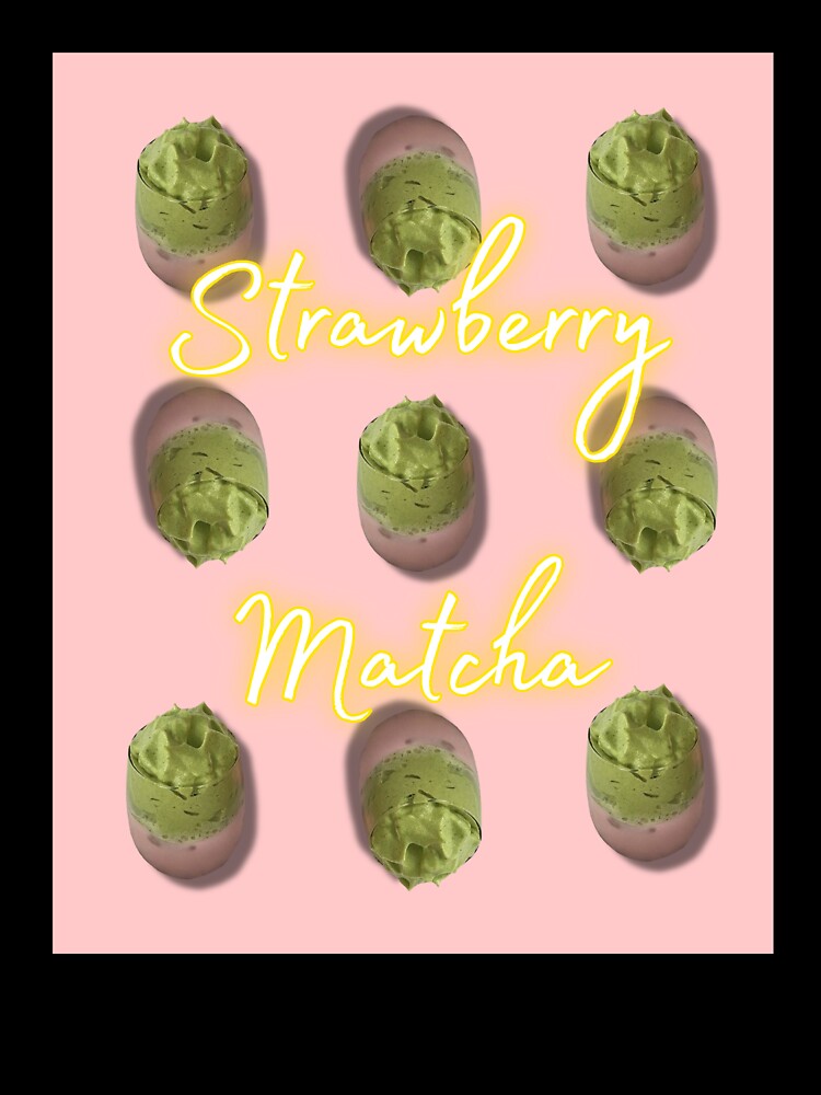 strawberry matcha aesthetic drink pattern design by Thetdesigns