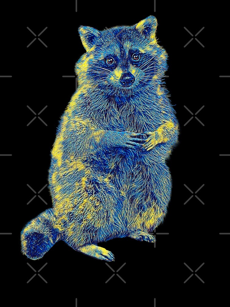 Cute Raccoon  , Colourful Racoon, blue yellow color watercolor  Raccoon by TeeARTHY