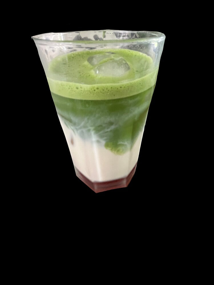 Green Iced Matcha Latte Minimalistic Design by lucyjohnsn