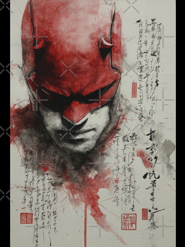 Daredevil Vintage Warned Sumi-e by AnimeArsenalPrints