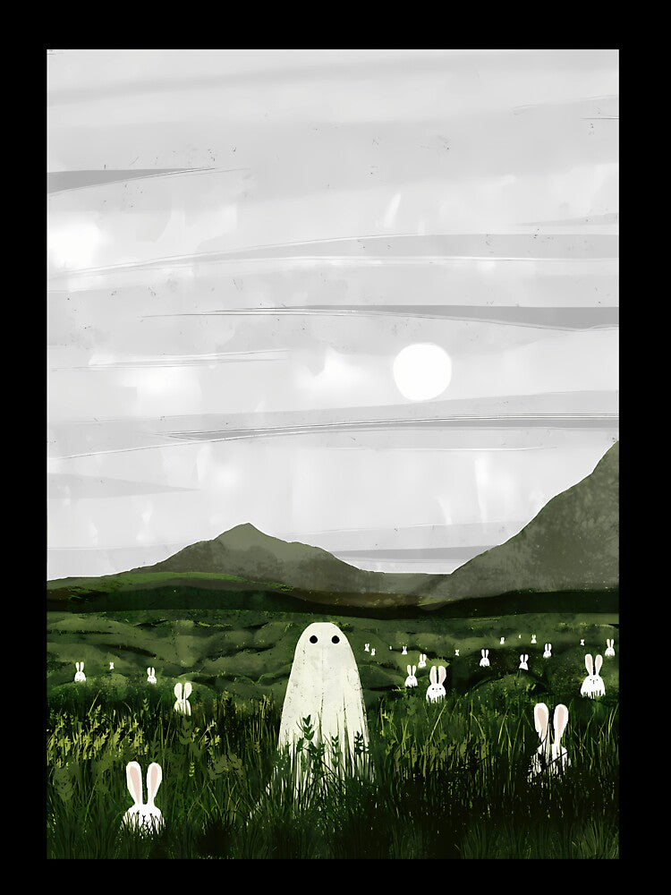 Tiny White Rabbits Surreal Dark Forest by hectorcally48