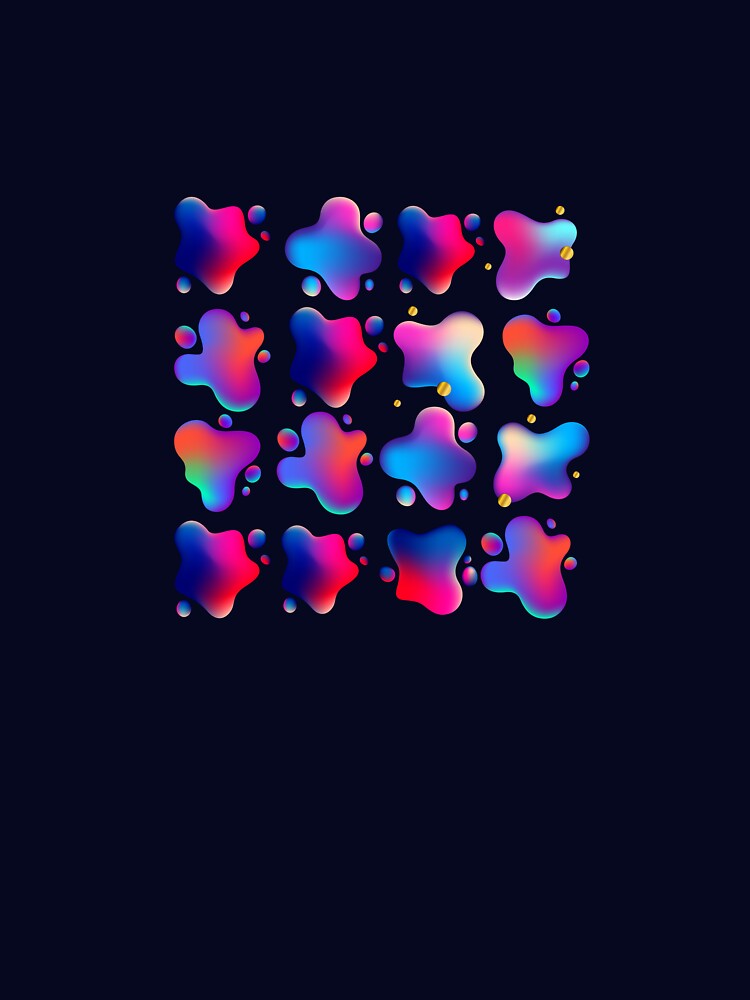 Vibrant Neon 3D Liquid Gradient Blobs with Gold Accents by SolutionsArt