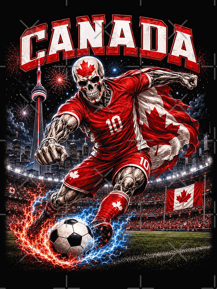 Canada Soccer Skeleton Retro Collage by OceanBandwear
