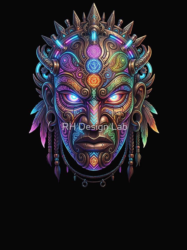 Tribal Psy Mask – Neon Spirit Face by RH Design Lab