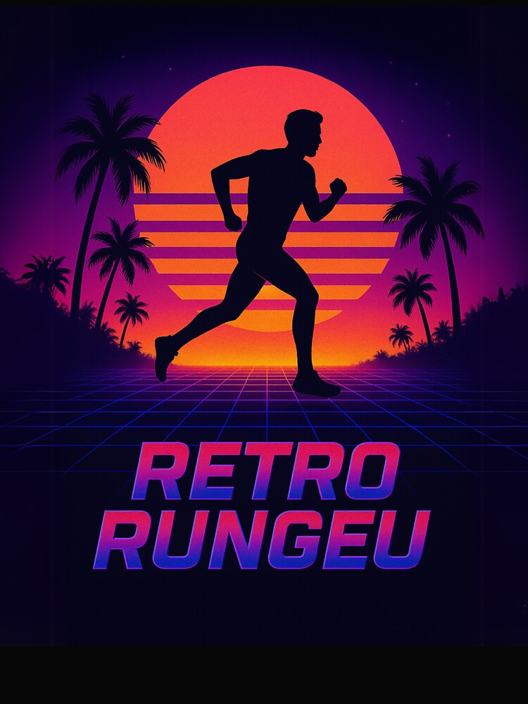 Retro Runner T-Shirt – 80s Vaporwave Neon Grid Sunset Aesthetic by Laugh & Rewind