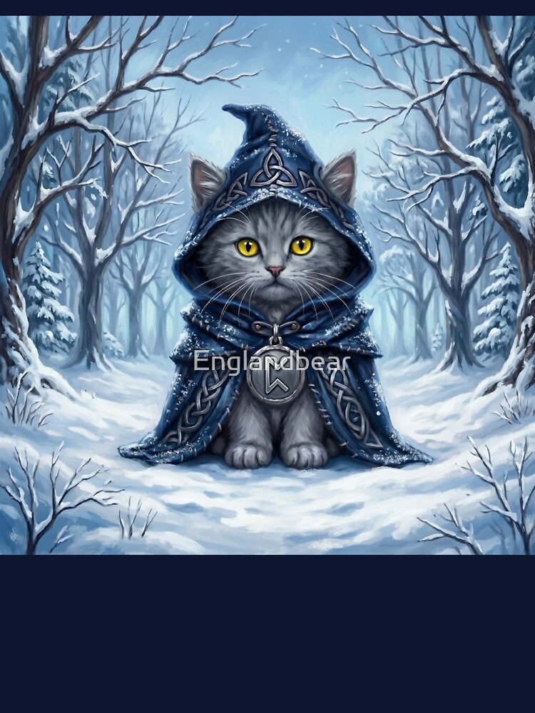 The Solstice Singer - Celtic Folklore Grey Cat in Winter Snow by Englandbear