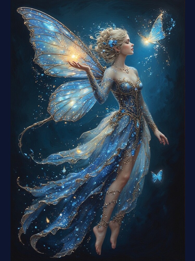 Opalite Fairy with Glowing Butterfly – Iridescent Fantasy Art by Ditstyle