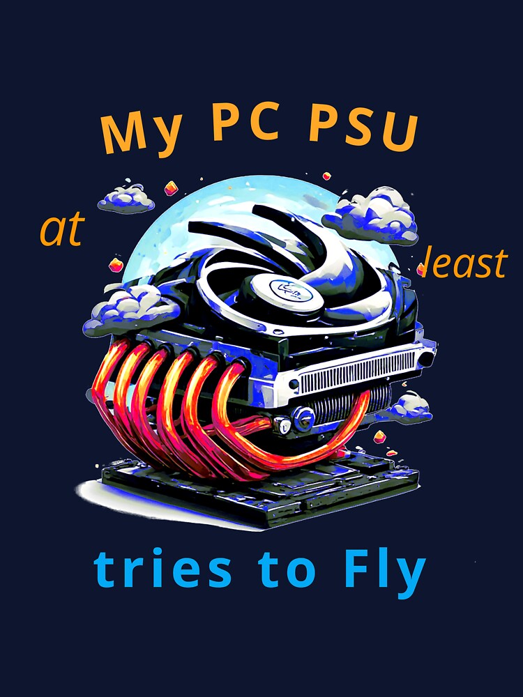 PSU tries to Fly, a funny computer gift, for the geek and cpmputer lover by PiperParrot