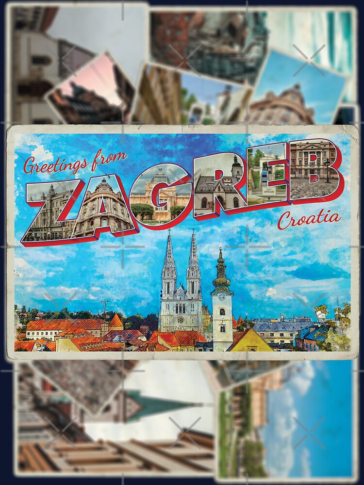 Greetings from Zagreb in Croatia Vintage style retro souvenir by DeveloperProp0