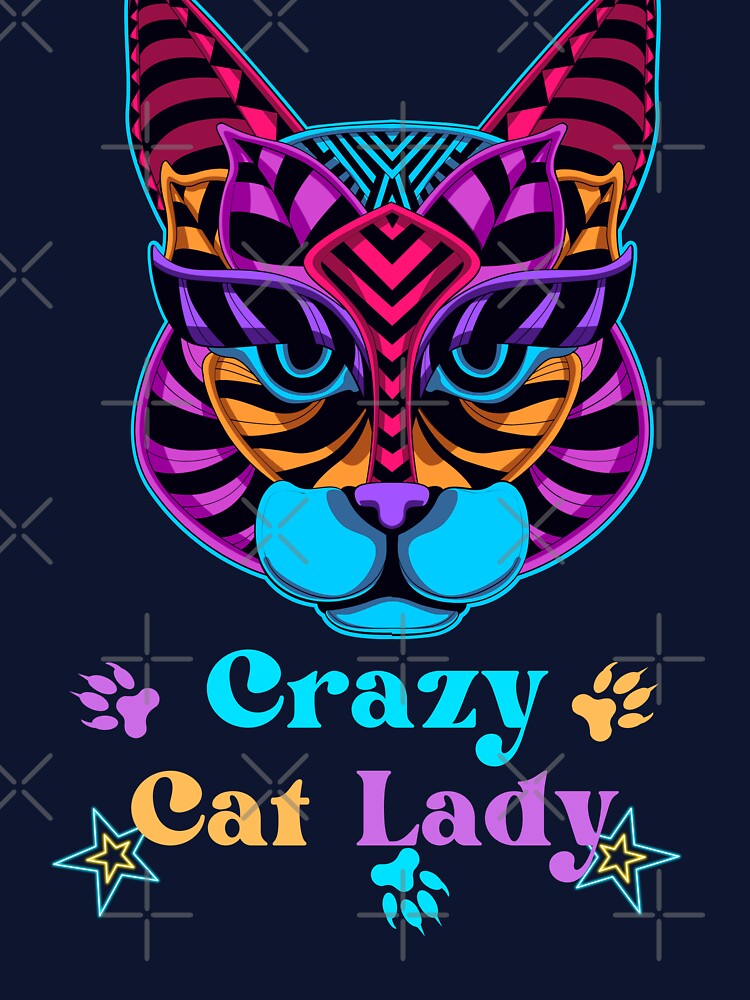 Crazy Cat Lady Illustrated Digital Design by mangaworldart