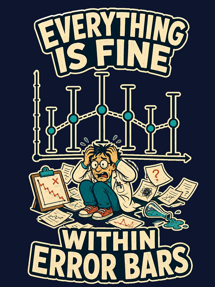 Everything Is Fine Within Error Bars – Funny Statistics Science Design by Little Chookcha