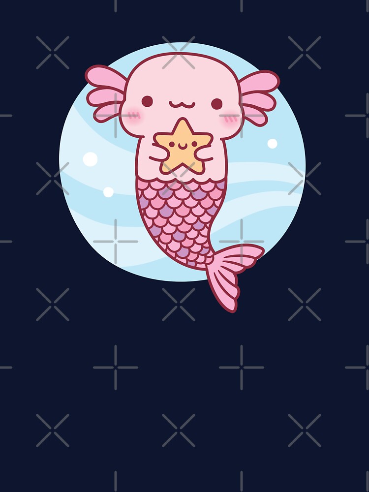 Cute Axolotl Mermaid With Starfish by rustydoodle
