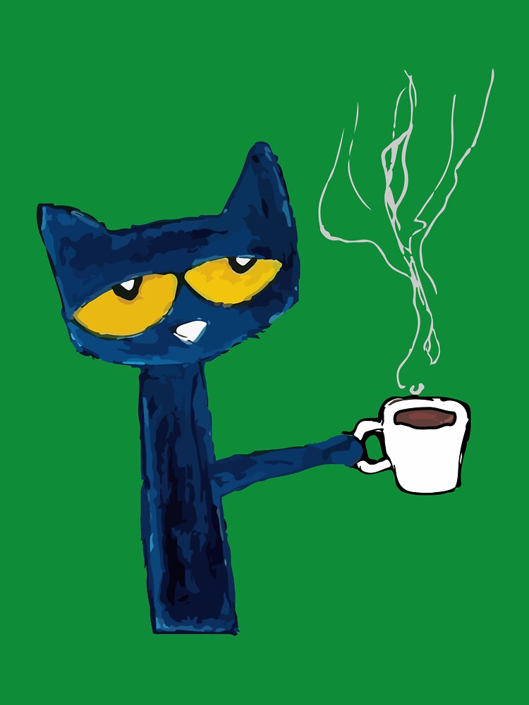 funny black cat drink coffee by 6im0