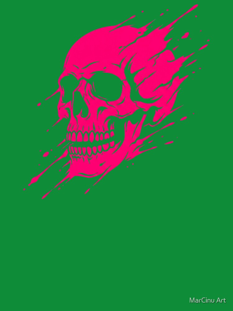 Neon Cyberpunk Melting Skull Glitch 2026 by MarCinu Art