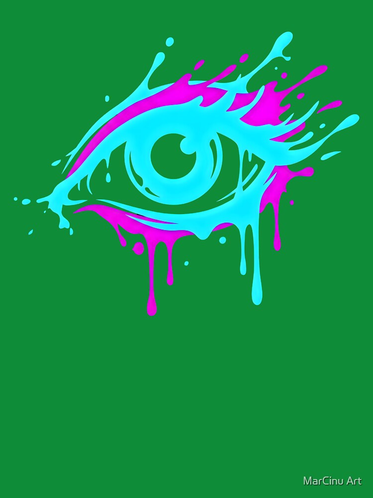 Neon Cyberpunk Melting Eye Drip Glitch Art by MarCinu Art