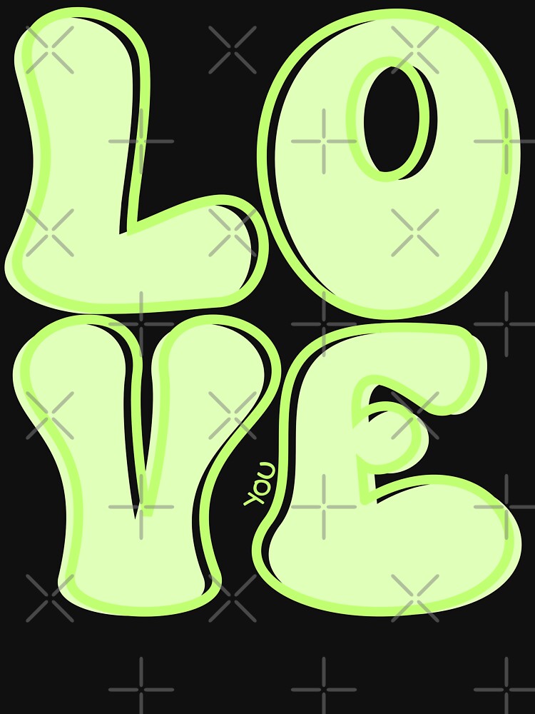 Love You Bold Typography - Neon Green by SaltedBeachPaperie