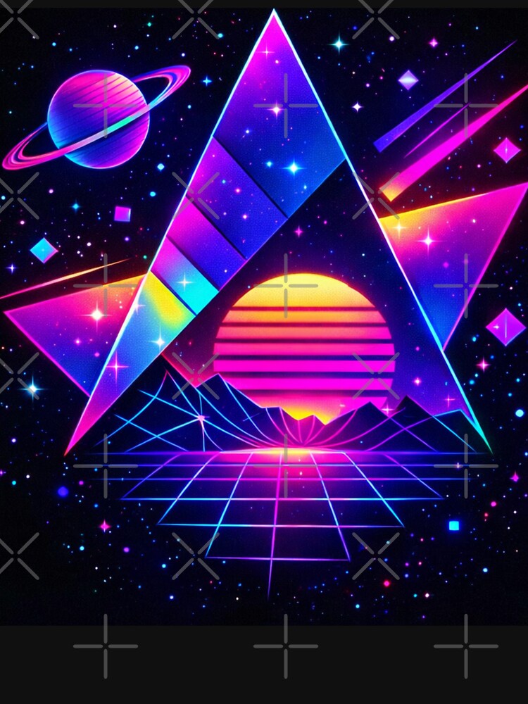 Neon Triangle Sunset Grid by IMOBILYARI VibeCore