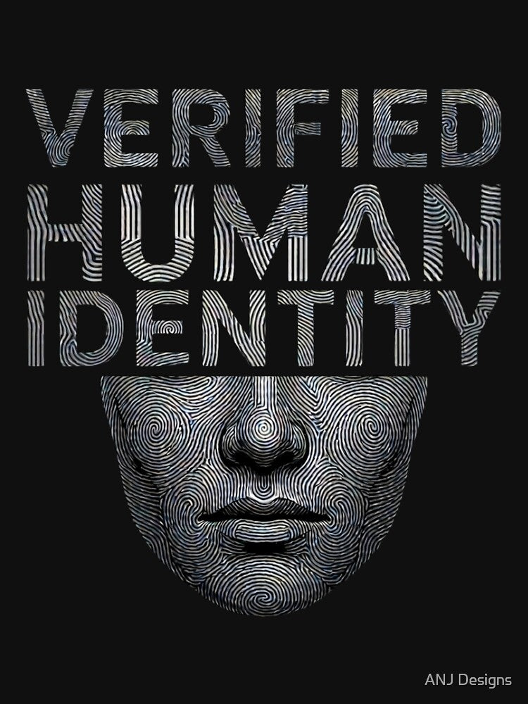 Verified Human Identity - Cyberpunk Biometric Face Art by ANJ Designs