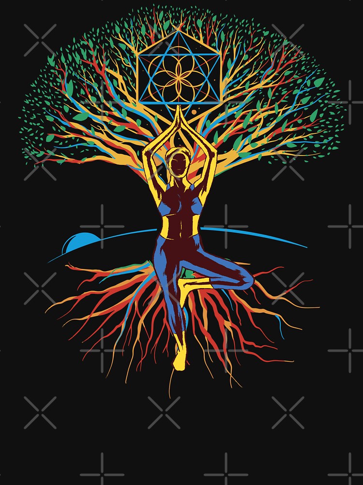 Yoga tree of life design A person does yoga in front of a tree by ReneMM