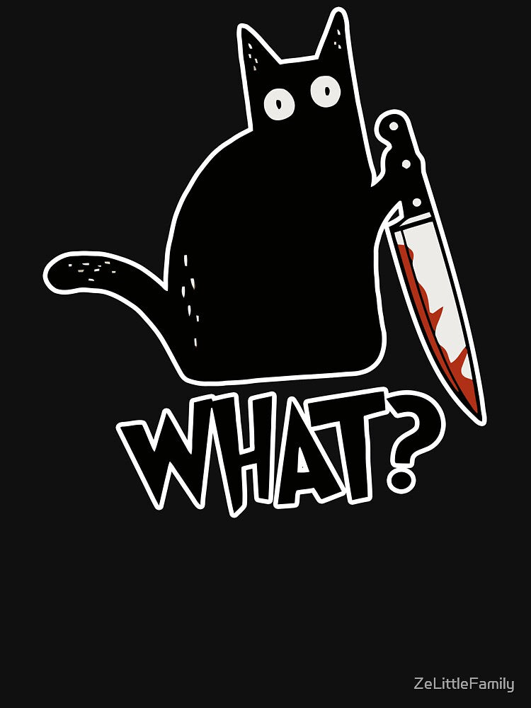 Cat What? Murderous Black Cat With Knife Gift Premium by ZeLittleFamily