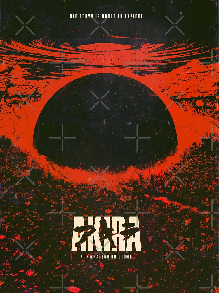 Akira cyberpunk city explosion poster red by Neromancer