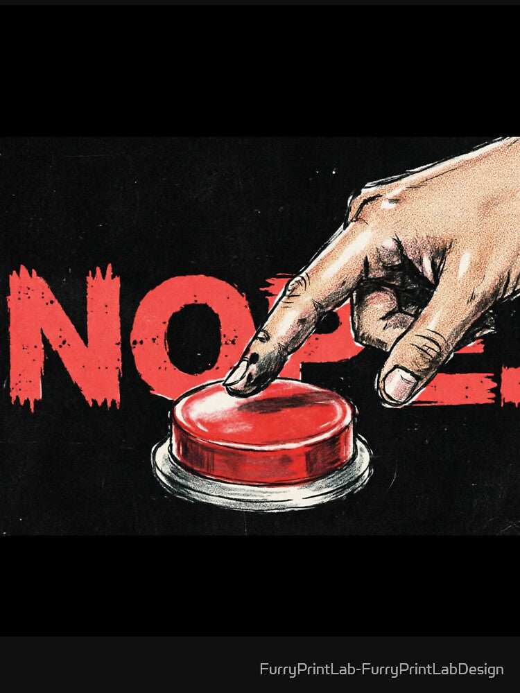 Nope Shirt – Minimalist Streetwear – Y2K Grunge Red Button Aesthetic by FurryPrintLab-FurryPrintLabDesign