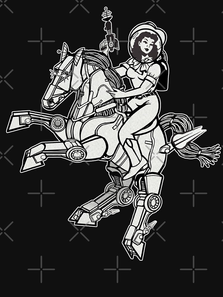 Space Cowgirl Rides Solo (BW) by SparklefilthStudios