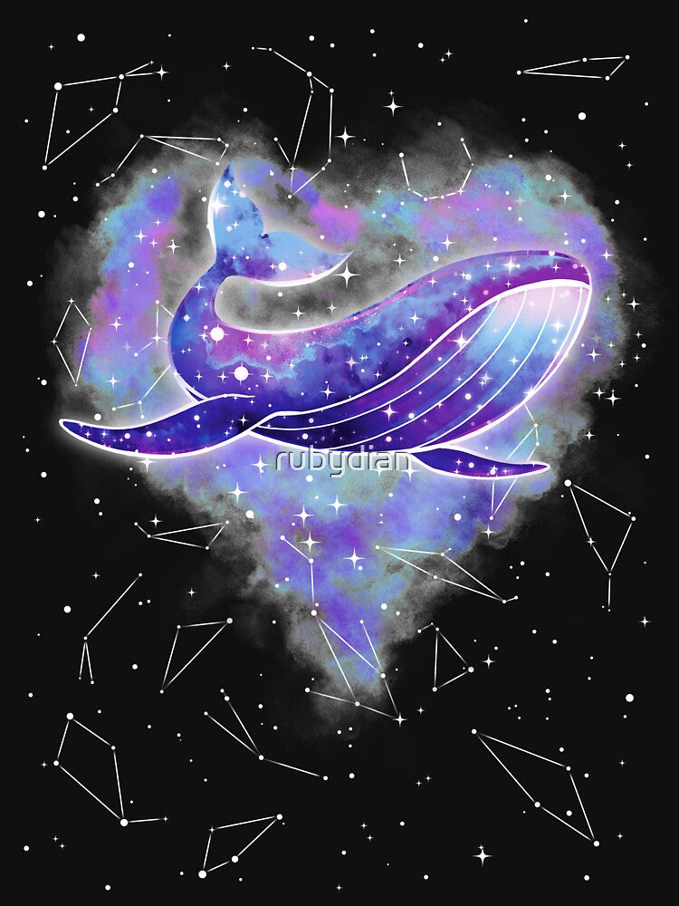 Purple Galaxy Space Whale Heart by rubydian