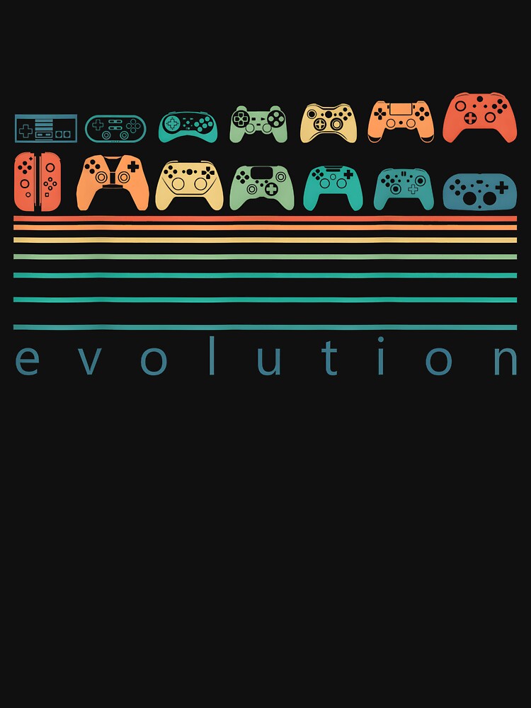 Video Game Controller Evolution 80s 90s Retro Gaming Gamer by Sossima Art