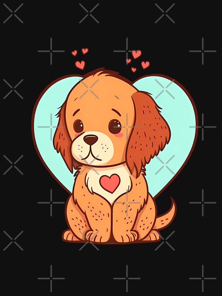 Cute Little Dog With Red Hearts for Dog Lovers by Vexel Studio