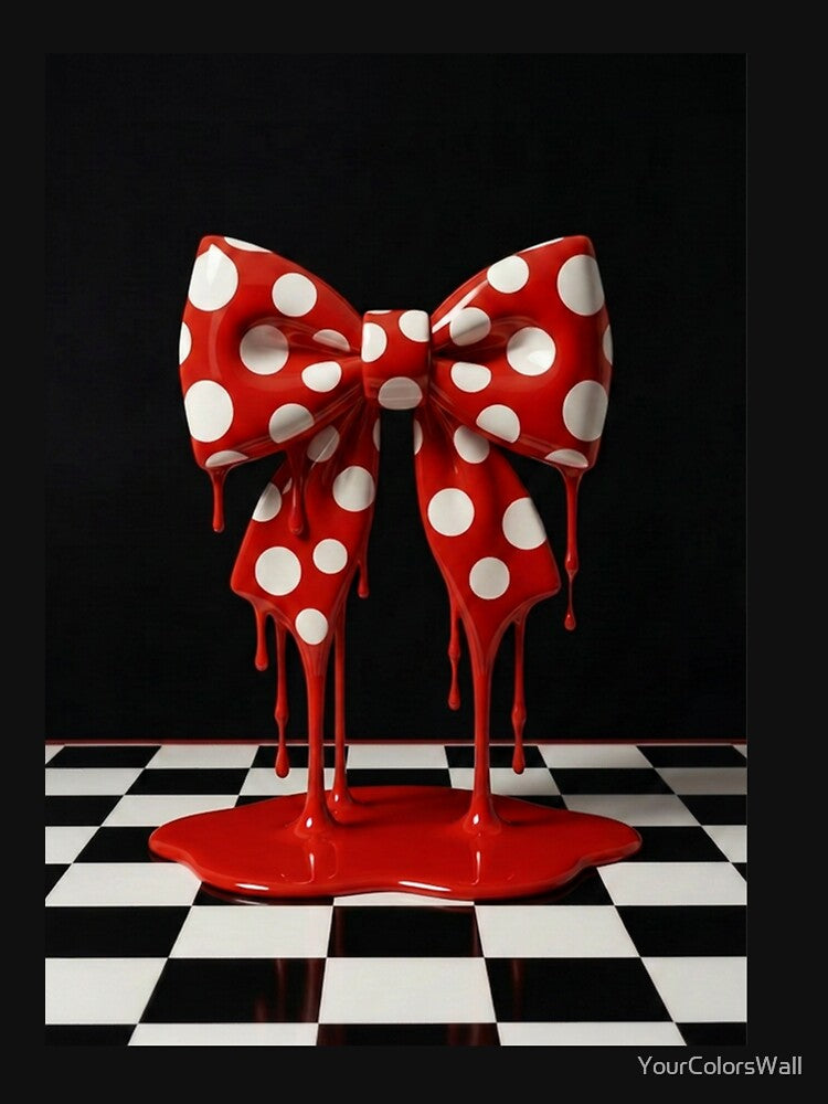 Melting Red Polka Dot Bow Coquette Pop Art by YourColorsWall