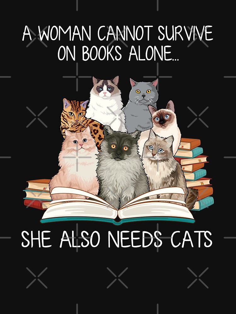 Funny Woman Books and Cats by TeeDoozy