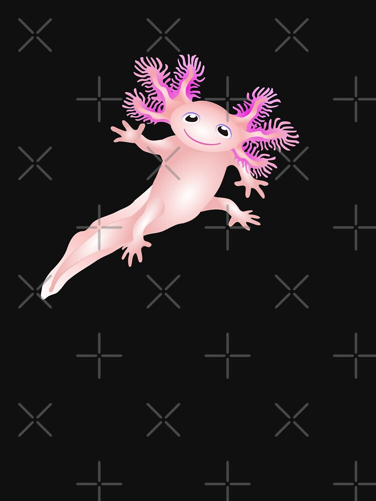 Pink Axolotl Floating And Waving by Adamo-illustration