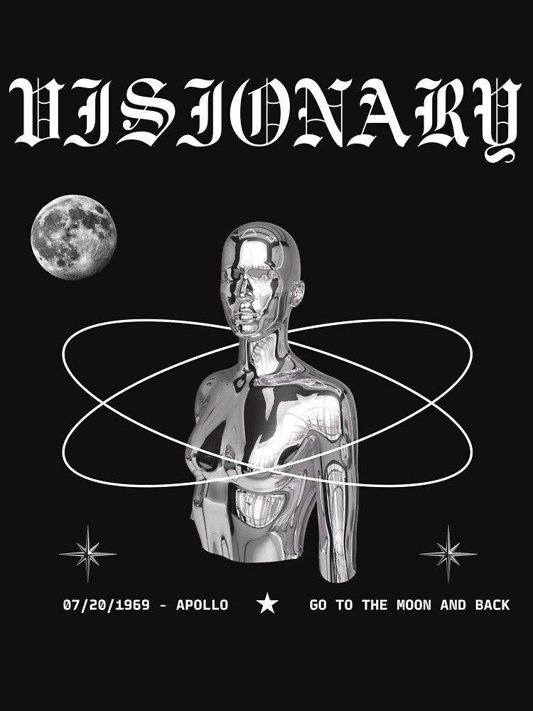 Aesthetic Black and White Apollo-11 VISIONARY T-Shirt by Personal Connection