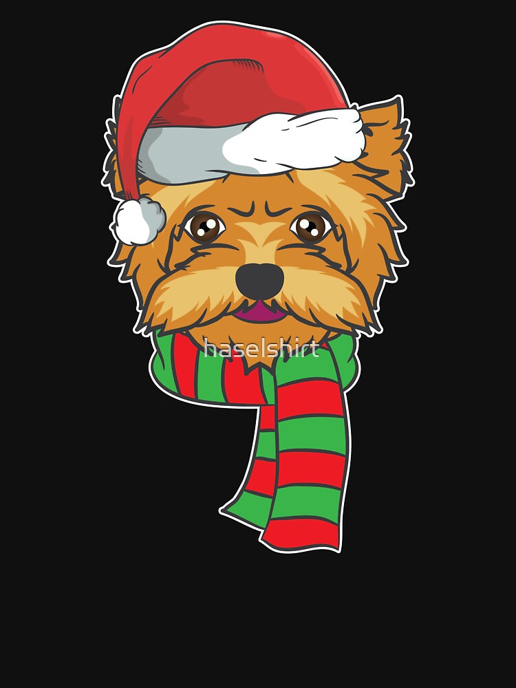 Funny Christmas Dog Xmas Santa  Yorkshire Holiday Gift by haselshirt