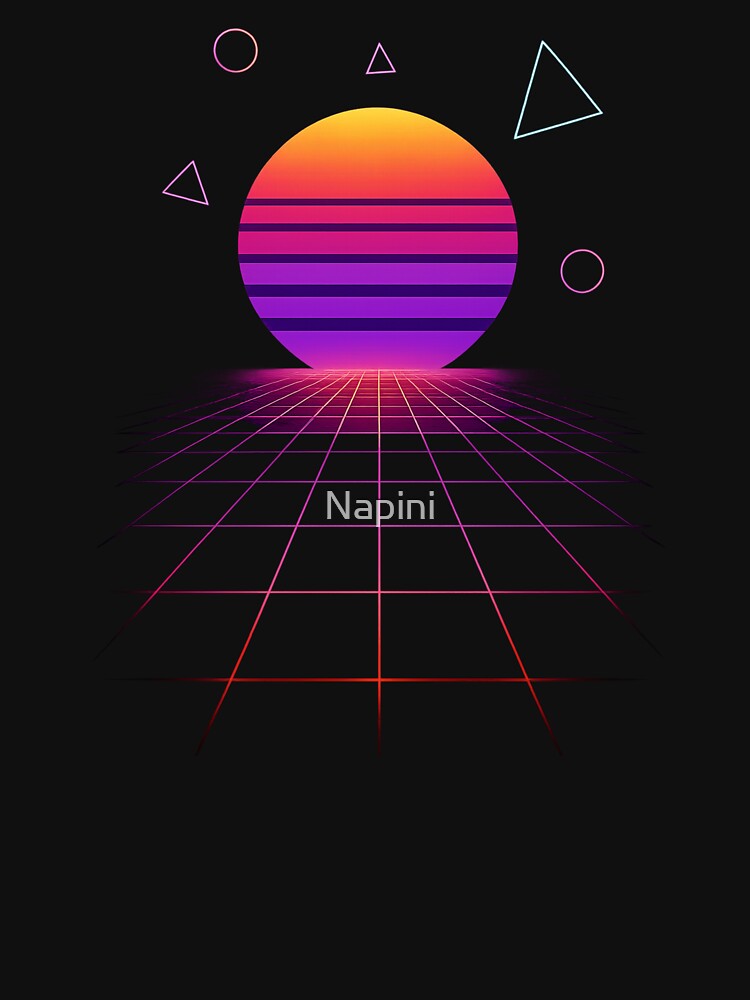 Neon Grid Sunset by Napini