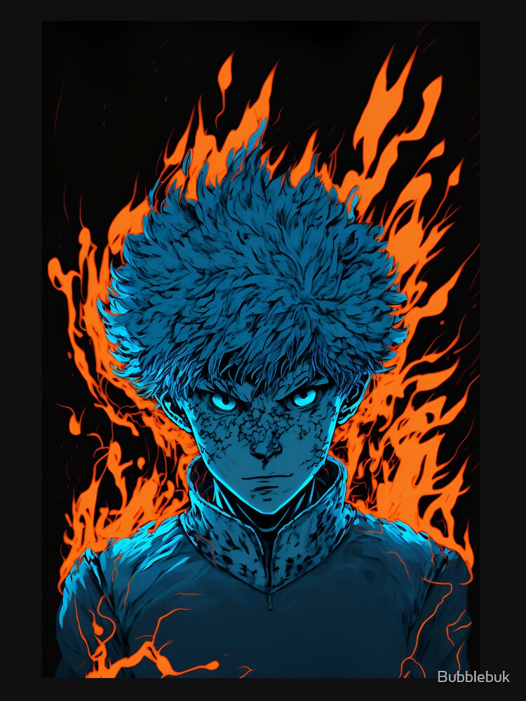 Anime Boy Blue Fire Powerup by Bubblebuk