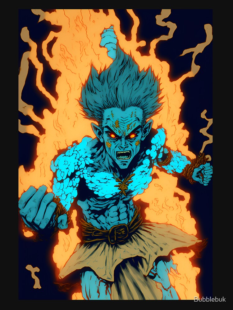 Anime Blue God Warrior Fighter by Bubblebuk