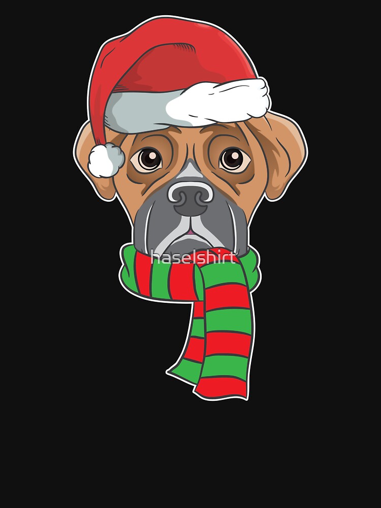 Funny Christmas Dog Xmas Santa Boxer Holiday Gift by haselshirt