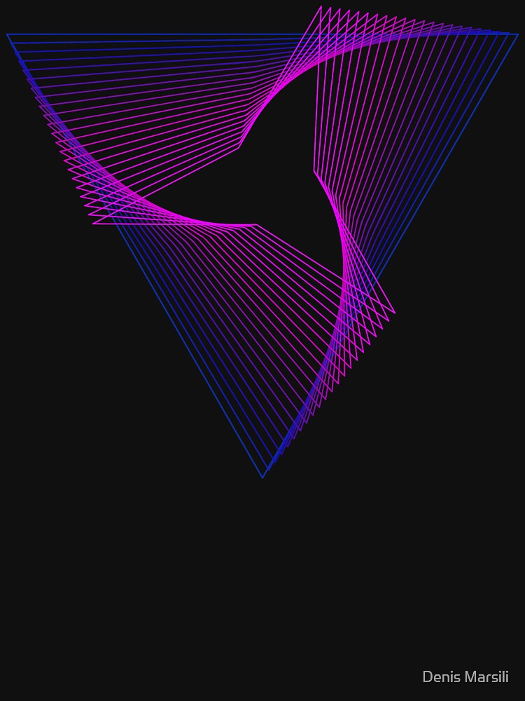 Abstract Geometry Line Art Neon Triangle by Denis Marsili