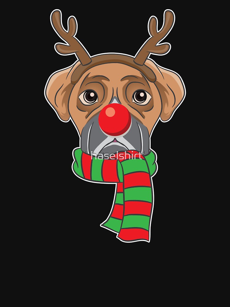 Funny Christmas Dog Xmas Reindeer Boxer Holiday Gift by haselshirt