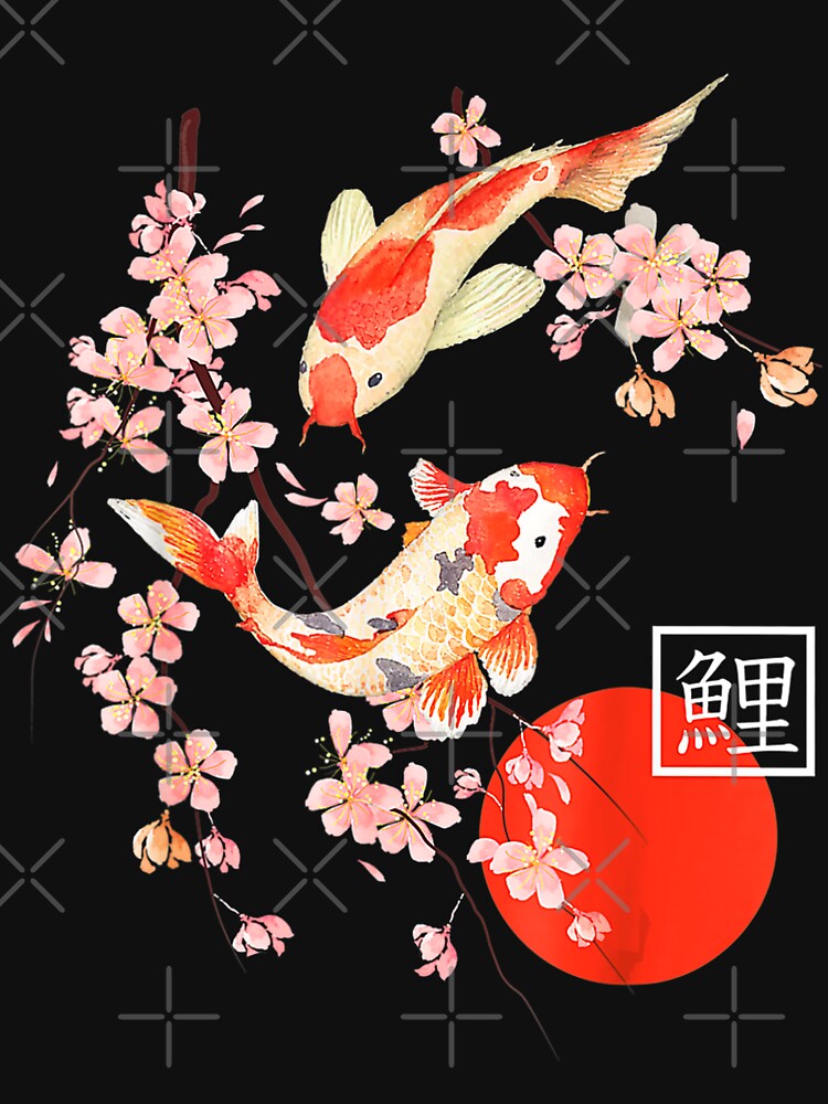 Cherry Blossom Koi Carp Fish Japanese Sakura by lotteheinze