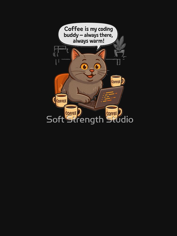 Caffeinated Coder Cat – British Shorthair’s Secret to Success by Soft Strength Studio