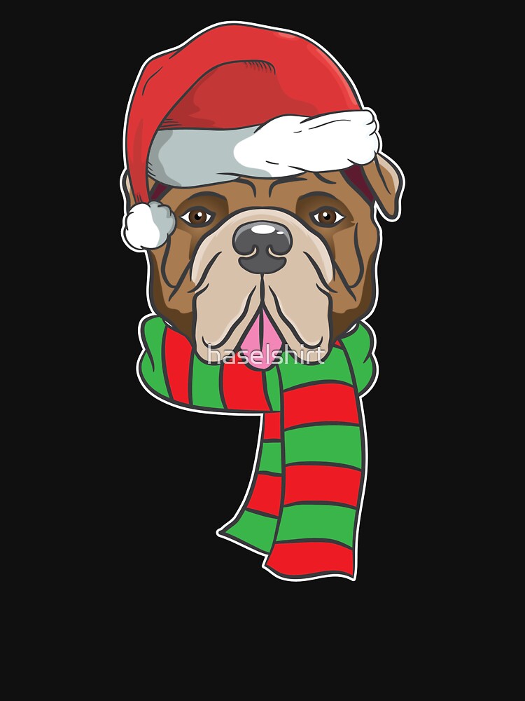 Funny Christmas Dog Xmas Santa Bulldog Holiday Gift by haselshirt