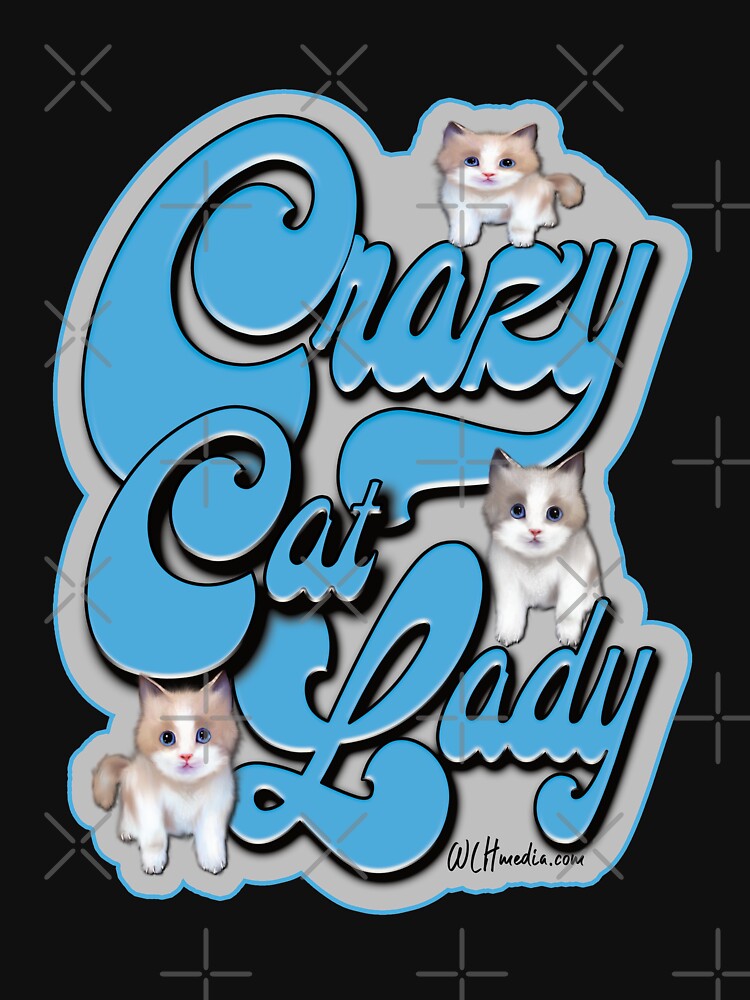 Crazy Cat Lady Fun Blue Word Art by WLHmedia.com
