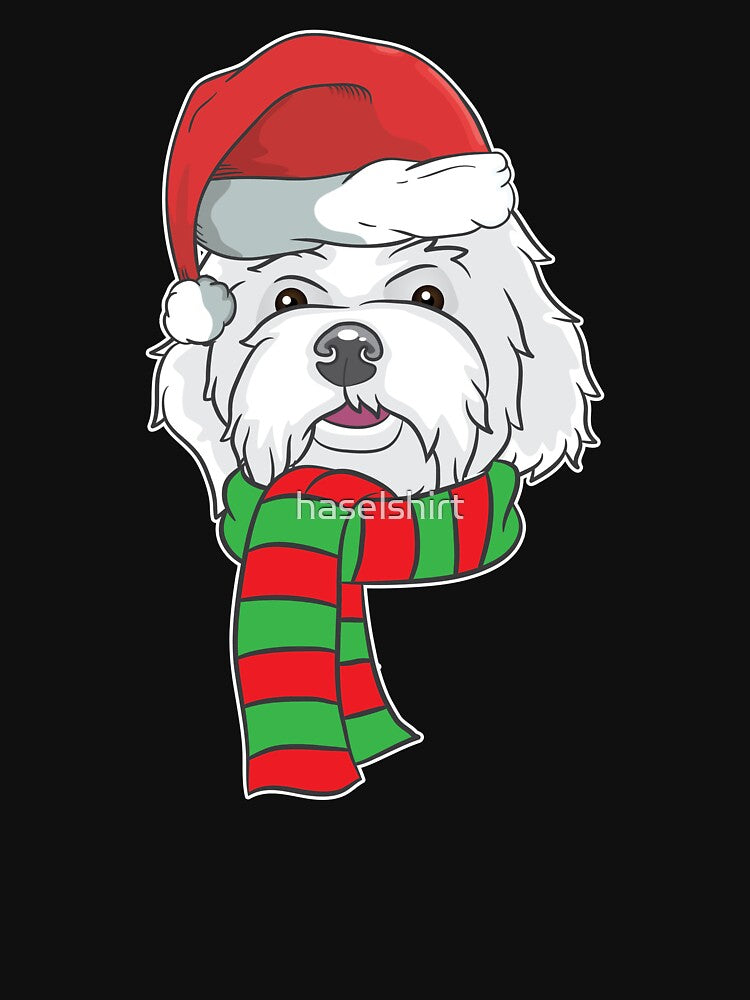 Funny Christmas Dog Xmas Santa  Maltese Dog Holiday Gift by haselshirt