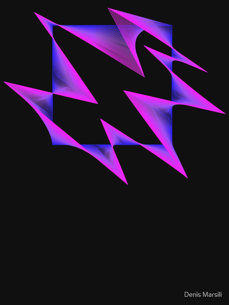 Abstract Geometry Line Art Neon Square by Denis Marsili