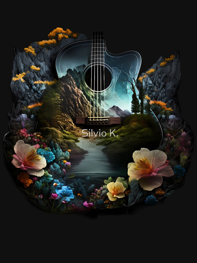Fusion of Guitar and Nature - Night - Flowers by Silvio K.